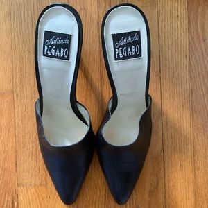Pegabo Black Leather Heels